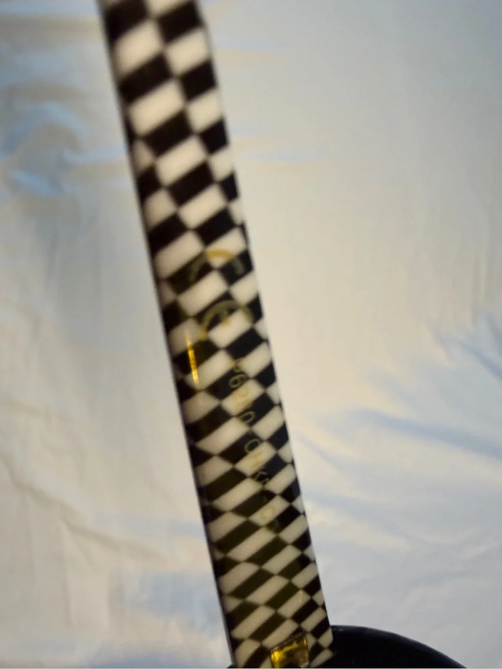 Black White Checkerboard Oval Sunglasses Yellow Lenses Mod Y2K